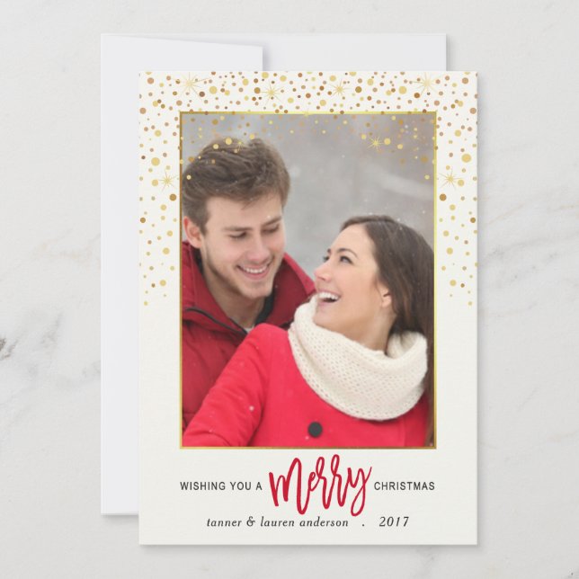 Tarjeta plana de fotos navideñas navideñas de Feli (Anverso)