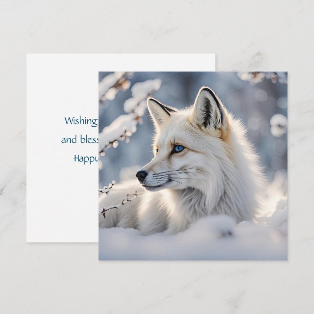 Tarjeta plana de Fox de nieve de Bonito de inviern (Anverso / Reverso)