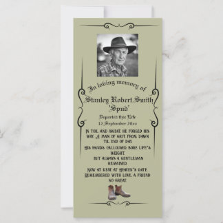 Tarjeta plana de funerales para hombre destacable