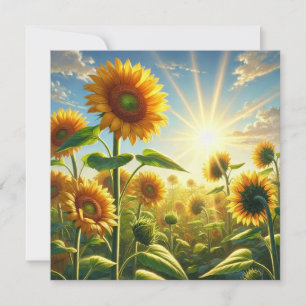 Tarjeta plana de girasol dorado