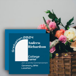 Tarjeta plana de graduación de tipografía blanca a