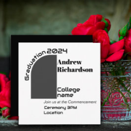 Tarjeta plana de graduación en blanco de letra neg