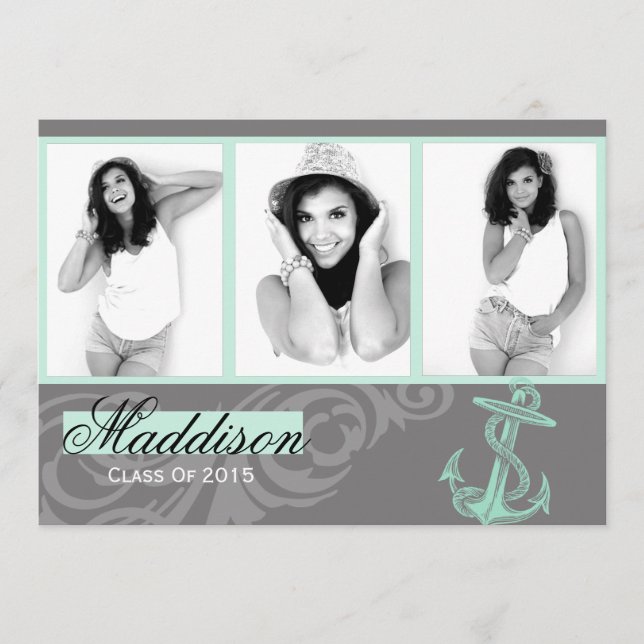 Tarjeta plana de graduación fotográfica de 2015 Mi (Anverso)