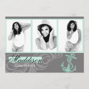 Tarjeta plana de graduación fotográfica de marca d