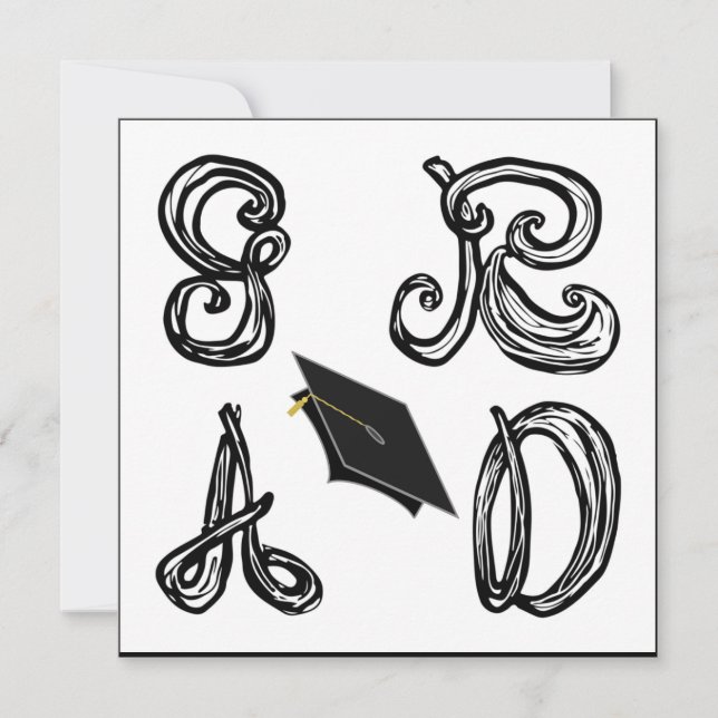 Tarjeta plana de Graduación GR AD Fabric Font Grad (Anverso)