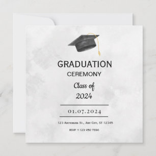 Tarjeta plana de graduación grunge negra amarilla