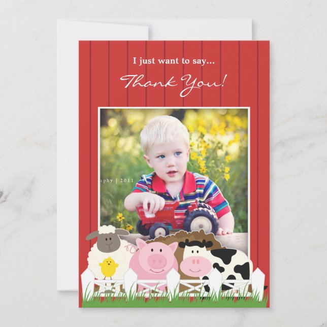 Tarjeta plana de granja de fotos de agradecimiento (Anverso)