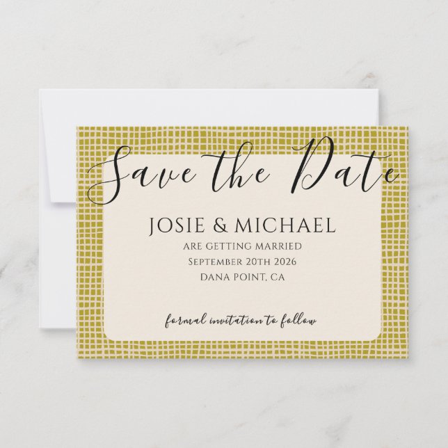 Tarjeta plana de guardar la fecha de boda boho ver (Anverso)