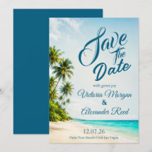 Tarjeta plana de guardar la fecha de la playa trop