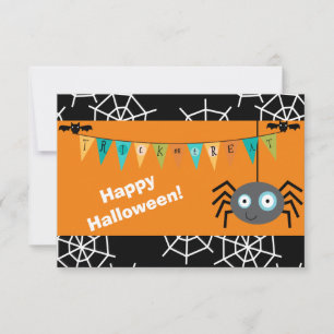 Tarjeta plana de Halloween de araña dulce para tru