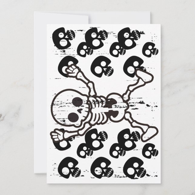 Tarjeta plana de Halloween feliz: calavera espeluz (Reverso)
