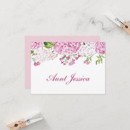 Tarjeta plana de hortensia rosa