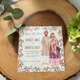 Tarjeta plana de Ilustracion Sikh boda