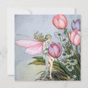 Tarjeta plana de Ilustracion Vintage para tulipane