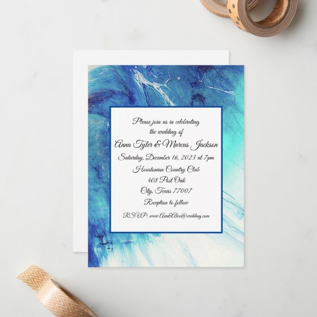 Tarjeta plana de invitación a boda abstracta (Anverso/Reverso In Situ)