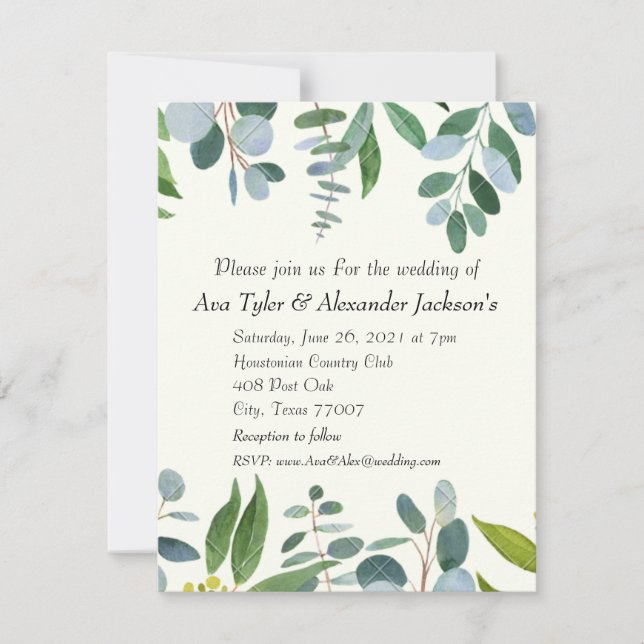 Tarjeta plana de invitación a la boda (Anverso)