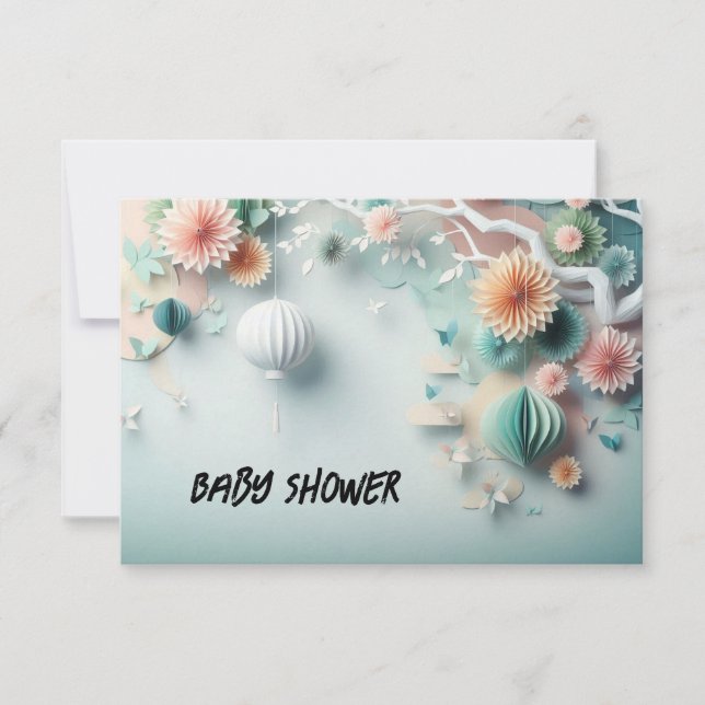 Tarjeta plana de invitación a la ducha para bebés (Anverso)