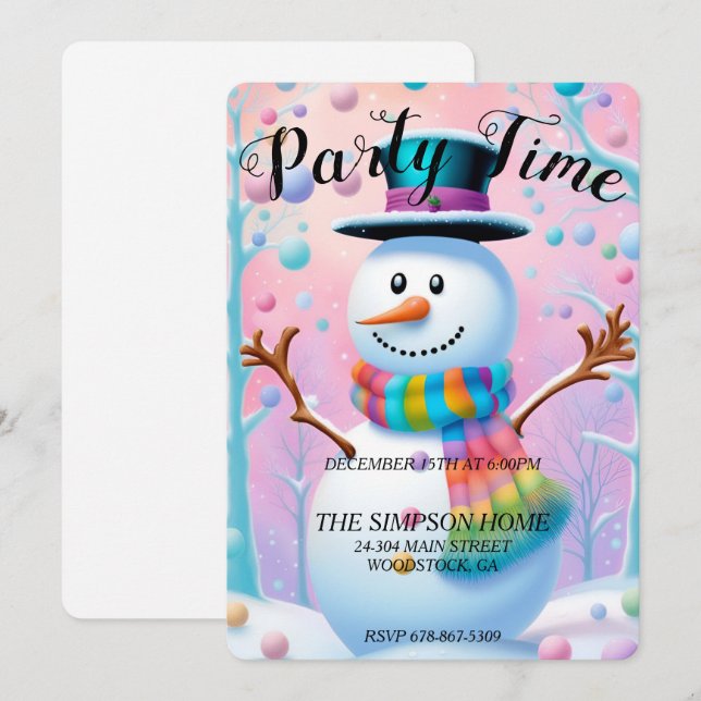 Tarjeta plana de invitación a Navidades caprichoso (Anverso / Reverso)