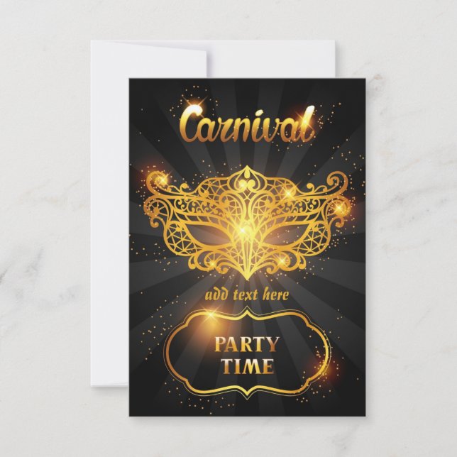 Tarjeta plana de invitación al carnaval (Anverso)