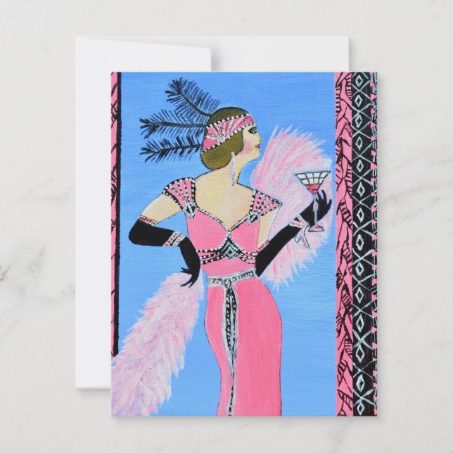 Tarjeta plana de invitación dama hermosa (Anverso)