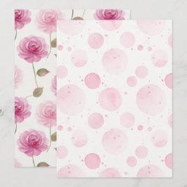 Tarjeta plana de invitación de acuarela rosa elega