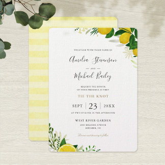 Tarjeta plana de invitación de boda de limón simpl