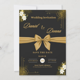 Tarjeta plana de invitación de boda elegante en ne
