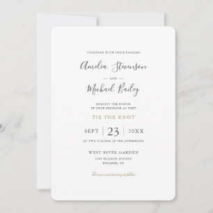 Tarjeta plana de invitación de boda minimalista si