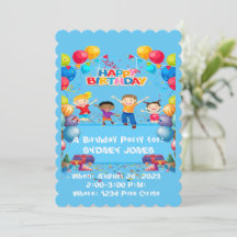 Tarjeta plana de invitación de cumpleaños colorida