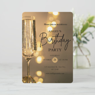 Tarjeta plana de invitación de cumpleaños única