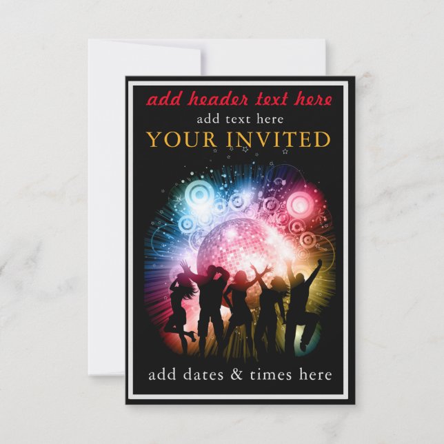 Tarjeta plana de invitación de fiesta (Anverso)