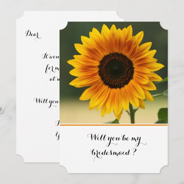 Tarjeta plana de invitación de girasol (Anverso / Reverso)