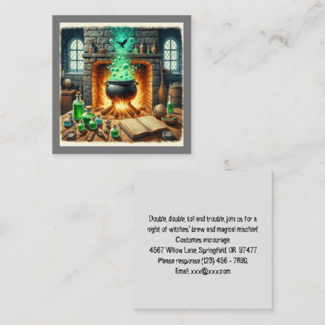 Tarjeta plana de invitación de Halloween (Anverso / Reverso)