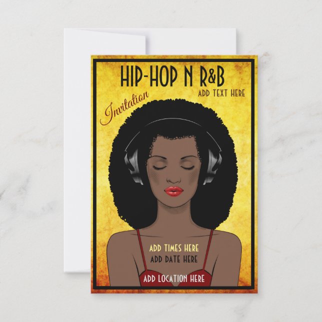 Tarjeta plana de invitación de hip hop e R&B (Anverso)