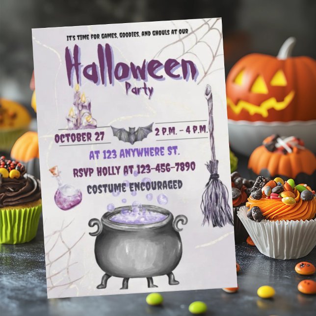 Tarjeta plana de invitación para brujas y brujos (Subido por el creador)