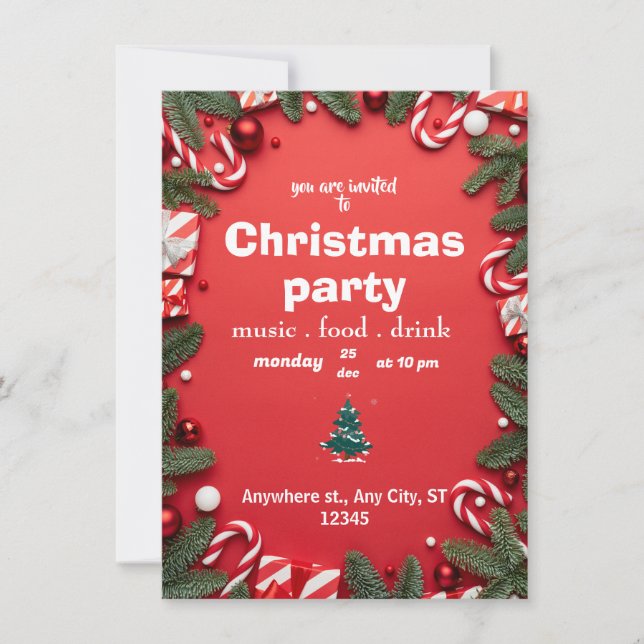 Tarjeta plana de invitaciones a navidades (Anverso)