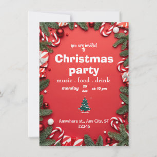 Tarjeta plana de invitaciones a navidades
