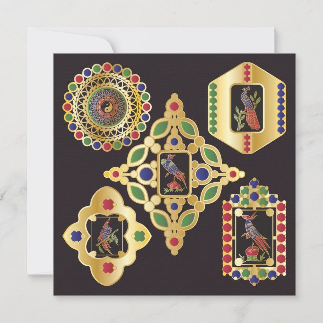 Tarjeta plana de joyería Mah Jongg (Anverso)