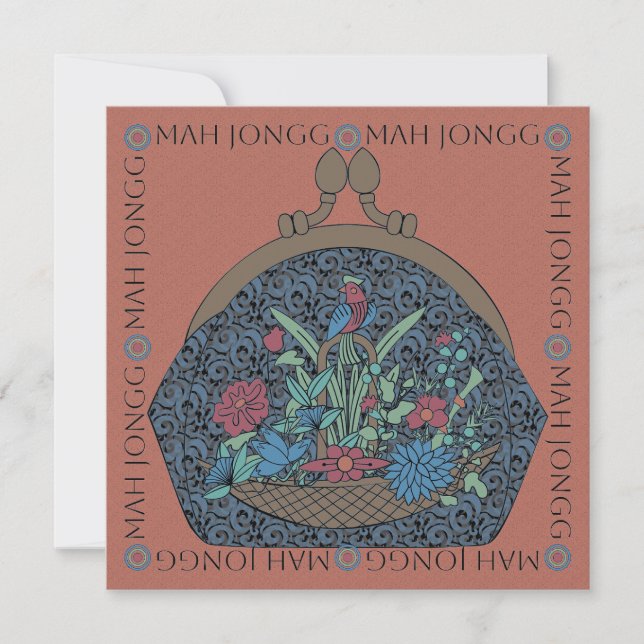 Tarjeta plana de la bolsa de flores Mah Jongg (Anverso)