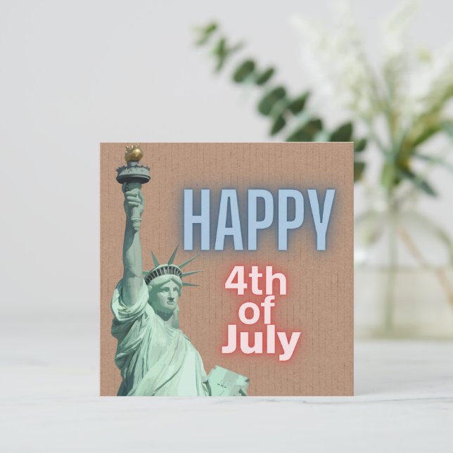 Tarjeta plana de la estatua de la Libertad Neón 4  (Anverso de pie)