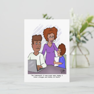 Tarjeta plana de la tarea del hijo que hace el pad