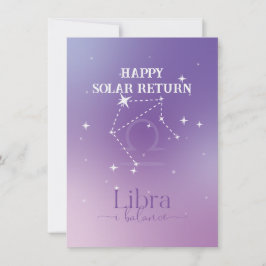 Tarjeta plana de lavanda de Rótulo de Zodiac Libra