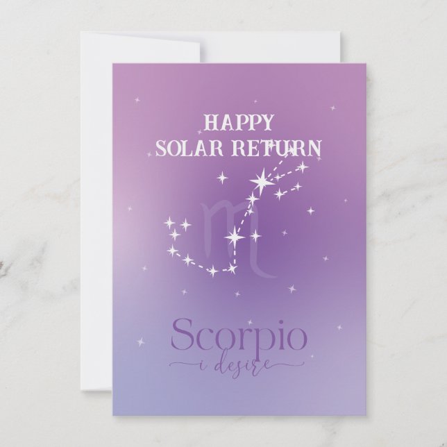 Tarjeta plana de lavanda Escorpio de Rótulo zodiac (Anverso)