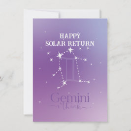 Tarjeta plana de lavanda Gemini Rótulo Zodiac