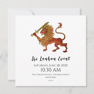 Tarjeta plana de león con bandera de Sri Lanka