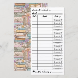 Tarjeta plana de lista de lectura de libros