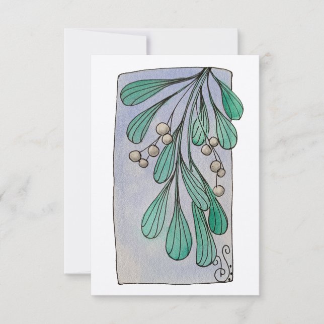 Tarjeta plana de los navidades y los besos de Mist (Anverso)