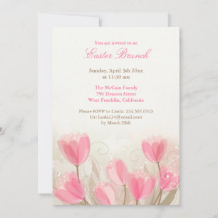 Tarjeta plana de los tulipanes de la invitación de