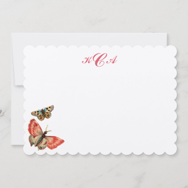 Tarjeta plana de mariposas vintage (Anverso)