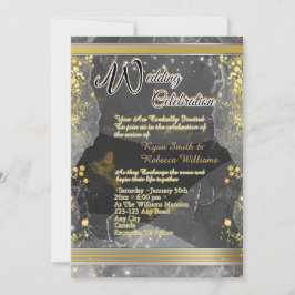Tarjeta plana de mármol negro y dorado
